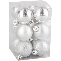 Christbaumkugeln - Silber - 12 Stück