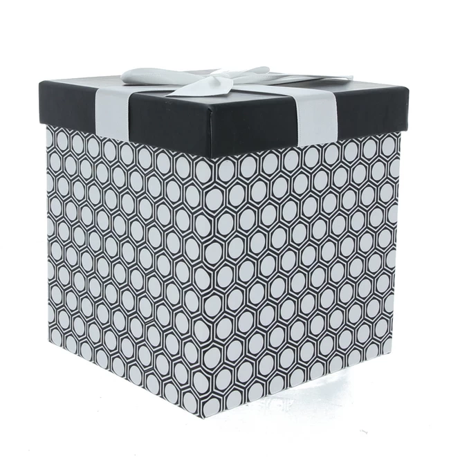 Geschenkbox Schwarz/weiß - Ca. 13 X 13 X 14 Cm 2 Geschenkbox Schwarz/weiß - Ca. 13 X 13 X 14 Cm