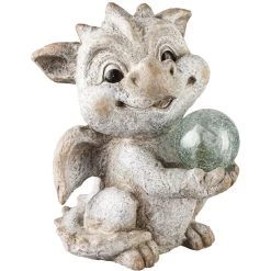 Alternative view of Drache Mit LED-Kugel - Aus Magnesia - Ca. 22,5 X 24 X 31,5 Cm