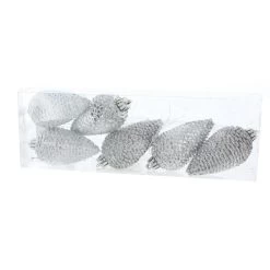 Baumhänger Zapfen Silber - 8 Cm - 6 Stück