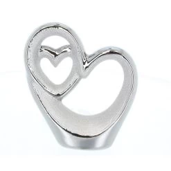 Standdeko - Herzsilhouetten - Aus Keramik - Ca. 13 X 4,5 X 14,5 Cm - Silber