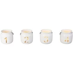 Teelichthalter - Advent - Aus Keramik - Ca. 7,5 X 7,5 X 7 Cm - 4 Stück