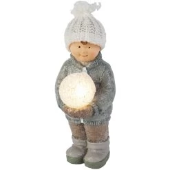 Alternative view of Winterkind Mit LED-Schneeball - Aus Polyresin - Ca. 11 X 10 X 20 Cm - 1 Stück