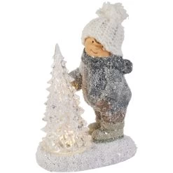 Alternative view of Winterkind Mit LED-Baum - Aus Polyresin - Ca. 12 X 8 X 16 Cm - 1 Stück