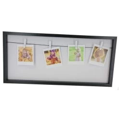 Bilderrahmen Mit Seil Und Clips - Aus Holz - Ca. 45 X 2,5 X 20 Cm