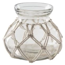 Alternative view of Teelichthalter - Makramee - Aus Glas - Ca. 11,5 X 15 Cm