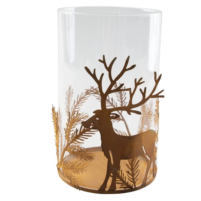Windlichtglas - Hirsch - Ca. 10,5 X 10,5 X 18,5 Cm 3 Windlichtglas - Hirsch - Ca. 10,5 X 10,5 X 18,5 Cm