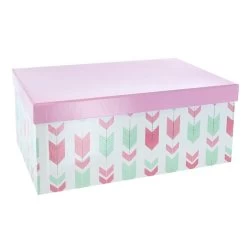 Geschenkbox - L - Pfeile Rosa - Aus Papier - Ca. 28 X 18,5 X 11,5 Cm