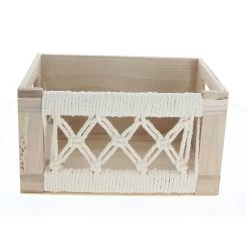 Box - Geflochtene Seiten - Aus Holz - Ca. 25 X 15 X 14 Cm