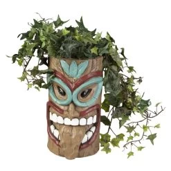Alternative view of Pflanzgefäß - Totem-Gesicht - Aus Magnesia - Ca. 15,5 X 14,5 X 25,5 Cm