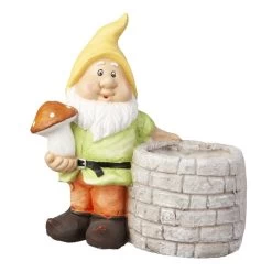 Zwerg Mit Pflanztopf - Aus Magnesia - Ca. 35 X 20 X 39 Cm