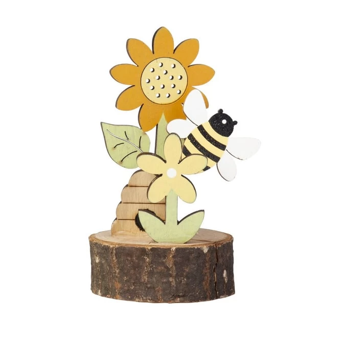 Standdeko - Biene Und Blume Auf Baumscheibe - Aus Holz - Ca. 7,5 X 11 Cm 3 Standdeko - Biene Und Blume Auf Baumscheibe - Aus Holz - Ca. 7,5 X 11 Cm