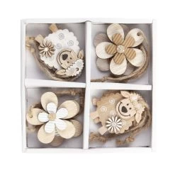 Alternative view of Dekohänger - Blume Und Schaf - Aus Holz - Ca. 5 Cm - 8 Stück