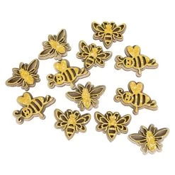 Alternative view of Streudeko - Bienen - Aus Holz - Ca. 3,5 Cm - 12 Stück