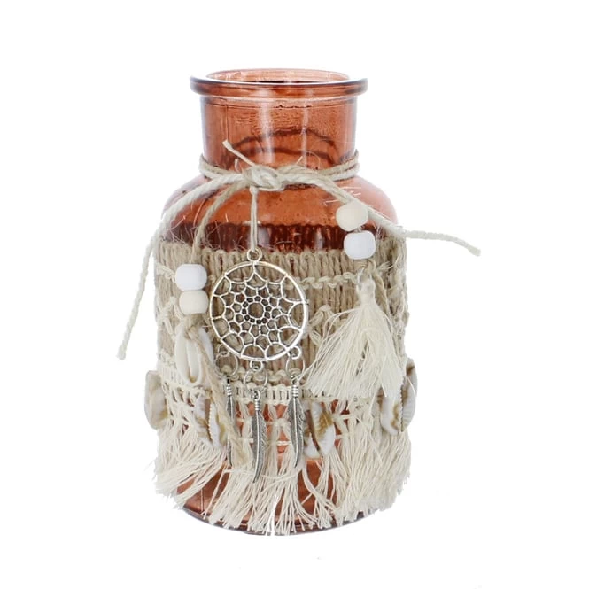 Vase Mit Traumfänger-Deko - Aus Glas - Ca. 6,5 X 12,5 Cm 3 Vase Mit Traumfänger-Deko - Aus Glas - Ca. 6,5 X 12,5 Cm