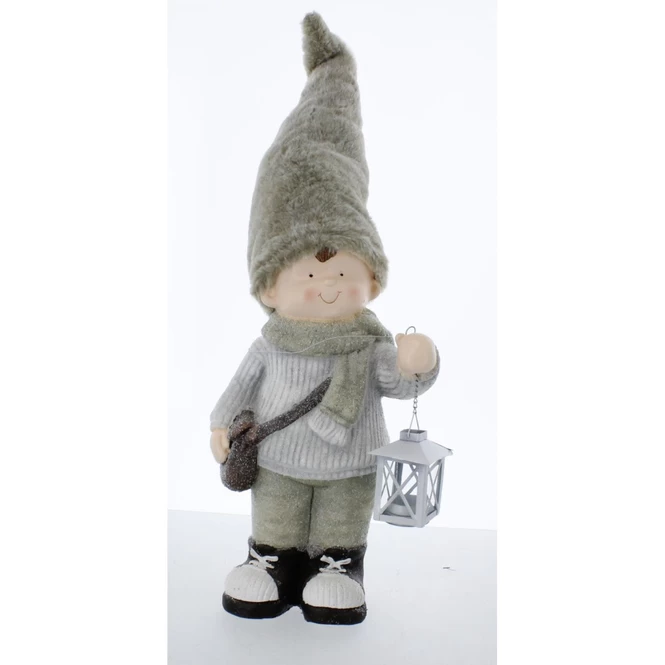 Junge Stehend Mit Laterne - Ca. 24 X 14 X 72 Cm 3 Junge Stehend Mit Laterne - Ca. 24 X 14 X 72 Cm