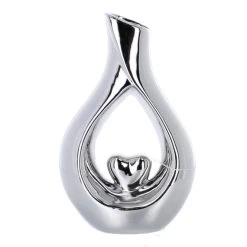 Vase Tropfensilhouette Silber - Ca. 16 X 6 X 25 Cm