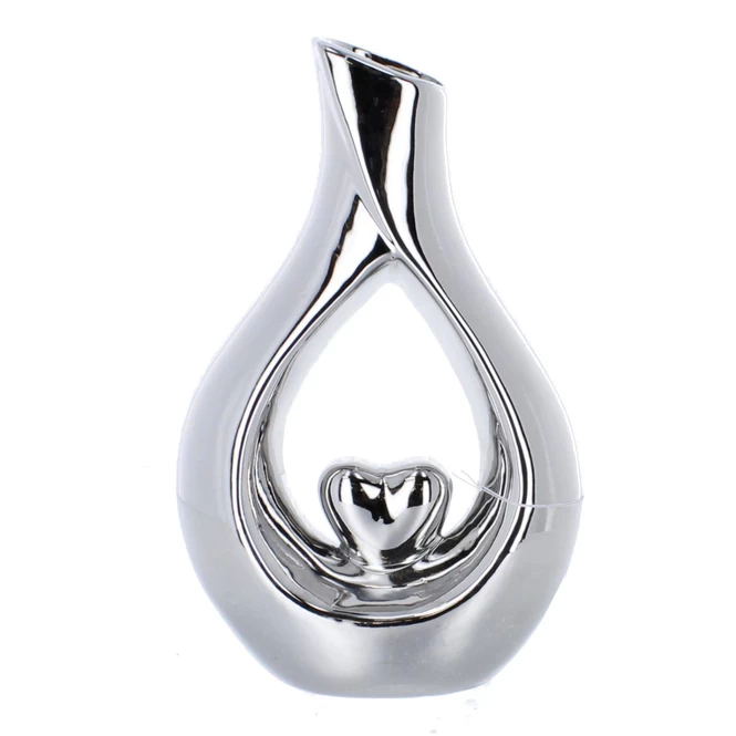 Vase Tropfensilhouette Silber - Ca. 16 X 6 X 25 Cm 3 Vase Tropfensilhouette Silber - Ca. 16 X 6 X 25 Cm