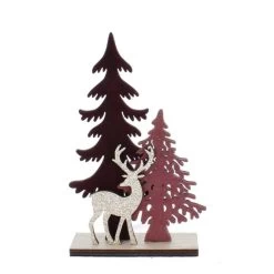 Standdeko - Hirsch Und Bäume - Ca. 14 X 4 X 22cm