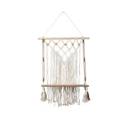 Dekohänger Regal - Makramee - Aus Holz - Ca. 80 Cm