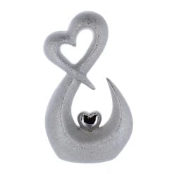 Standdeko - Herzen - Silber - Aus Keramik - Ca. 17,5 X 7,5 X 28,5 Cm