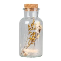 Flasche Mit Trockenblumen - Braun/gelb/hellrosa - Aus Glas - Ca. 8 X 16,5 Cm