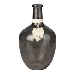 Glas-Vase Mit Makrameeblatt - Bauchig - Ca. 18 X 30,5 Cm