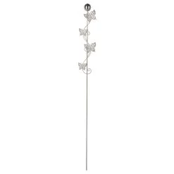 Gartenstecker - 4 Schmetterlinge Grau/silber - Aus Metall - Ca. 115 X 12 Cm