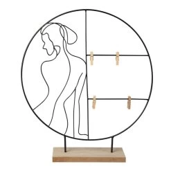 Bilderrahmen - Frauensilhouette Linksblickend - Aus Metall Und Holz - Ca. 35,5 X 7 X 40,5 Cm