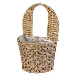 Alternative view of Hängepflanzkorb - Grau/braun - Aus Kunststoffrattan - Ca. 27 X 18 X 16/33 Cm