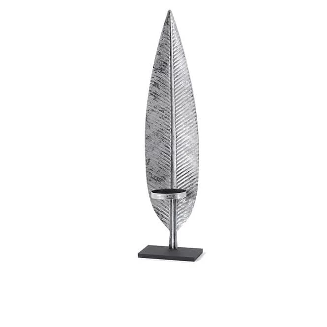 Teelichthalter Feder Silber - Ca. 13,5 X 9,5 X 56 Cm 3 Teelichthalter Feder Silber - Ca. 13,5 X 9,5 X 56 Cm