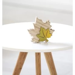 Alternative view of Deko-Blatt - Aus Holz - Ca. 13 X 11 X 2,5 Cm - Grün
