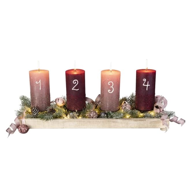 Adventskerzenhalter - Aus Holz - Ca. 53 X 14 X 8 Cm 3 Adventskerzenhalter - Aus Holz - Ca. 53 X 14 X 8 Cm